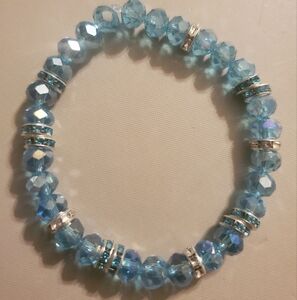 Handmade by my daughter. Elegant Blue Crystal Bracelet
